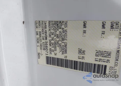 2021 Nissan Altima S Fwd from USA, damaged, VIN 1N4BL4BV0MN366071